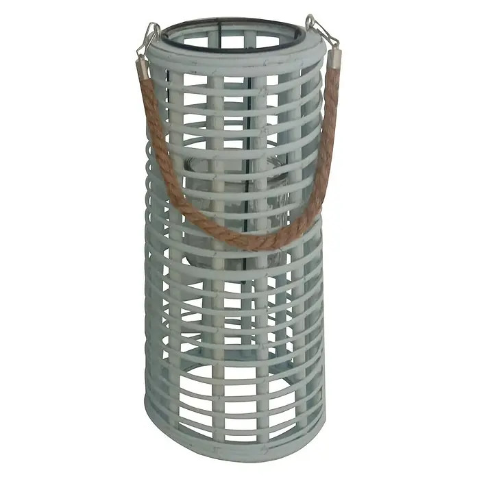 Farolillo Ronan - Ø x Al: 15 x 40 cm, Natural - Farol decorativo con asa de cuerda robusta para momentos acogedores en interiores o exteriores, versátil en uso.
