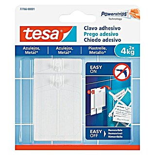 Tesa Clavo adhesivo (Apto para: Baldosas, Carga soportada: 4 kg, 2 ud., Blanco)