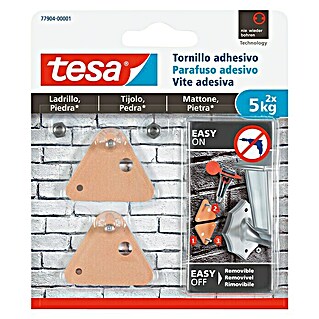 Tesa Tornillo adhesivo (Apto para: Ladrillo, Carga soportada: 5 kg, 2 ud., Triangular)