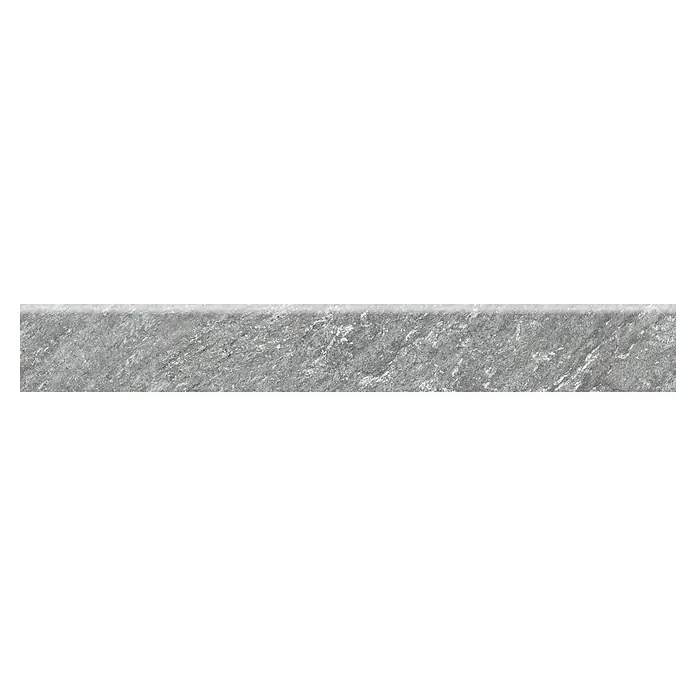 Sockelfliese Piazza Grey - 8 x 59,7 cm, Grau, Matt - Graue Steinoberfläche mit unebener Textur. Ideal für Hintergründe und Texturen, die natürliche Materialien imitieren.