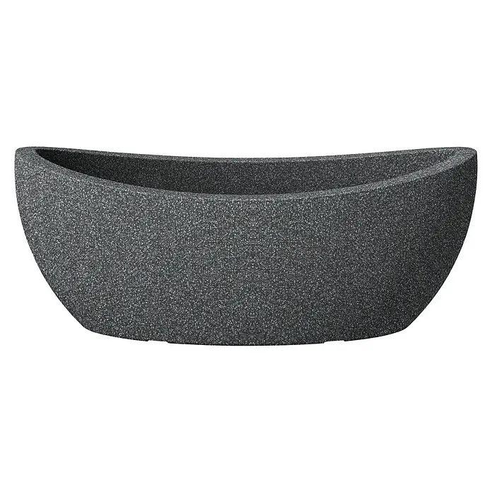 Scheurich Pflanzschale rund Wave Globe - Außenmaß (L x B x H): 58 x 24,1 x 23 cm, Kunststoff, Schwarz granit - Ein eleganter, länglicher Pflanzkübel in dunklem Granitlook, perfekt für den Innen- oder Außenbereich, um Pflanzen stilvoll zu präsentieren.