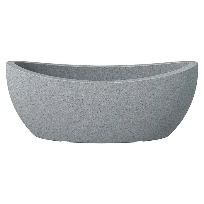 Scheurich Pflanzschale rund Wave Globe - Außenmaß (L x B x H): 58 x 24,1 x 23 cm, Kunststoff, Steingrau - Grauer Pflanzkübel in ovaler Form mit rauer Oberfläche für den Innen- und Außenbereich. Ideal für Pflanzen und Blumen.