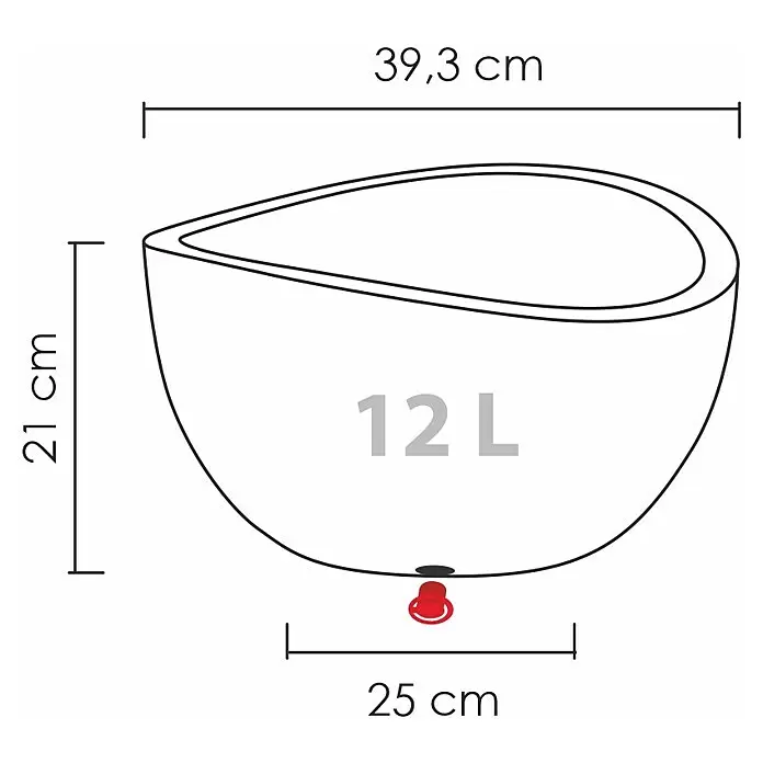 Scheurich Pflanzschale rund Wave Globe - Außenmaß (Ø x H): 39,3 x 21 cm, Kunststoff, Schwarz granit - Skizze