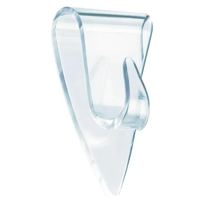 Tesa Colgador adhesivo - Transparente, Carga soportada: 0,2 kg, 5 ud. - Pinza de plástico transparente para mantel que sujeta la tela de la mesa de forma segura. Ideal para fiestas, picnics y uso diario, la mantiene limpia.