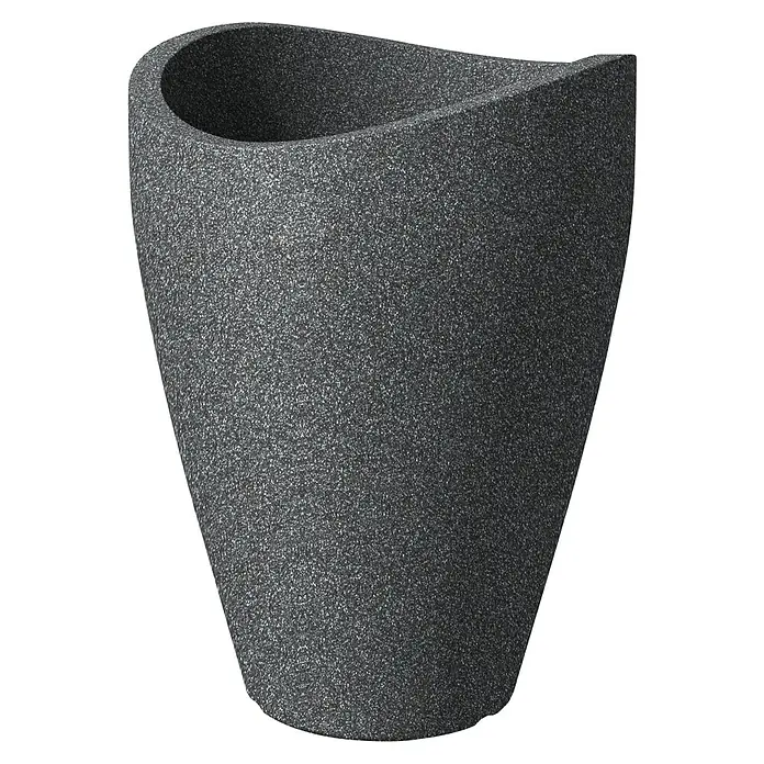 Scheurich Wave Globe Pflanzsäule rund - Außenmaß (Ø x H): 49,6 x 67 cm, Kunststoff, Schwarz granit - Dieser Pflanzkübel in modernem Design mit rauer Textur ist ideal für stilvolle Pflanzenarrangements im Innen- und Außenbereich.