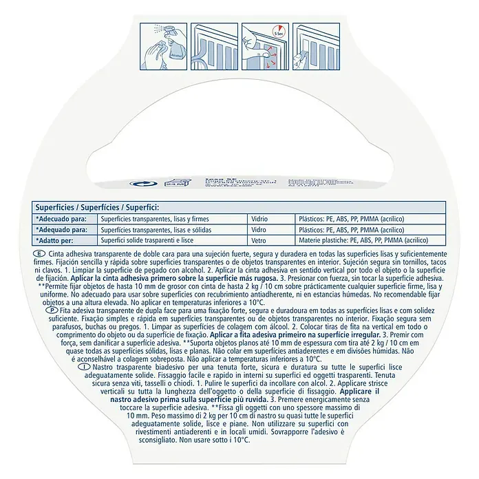 Tesa Powerbond Cinta de doble cara Vidrio - 1,9 cm x 5 m, Transparente - Cinta doble cara: Ideal para superficies lisas como vidrio y plásticos (PE, ABS, PP, PMMA). Para fijaciones interiores seguras.