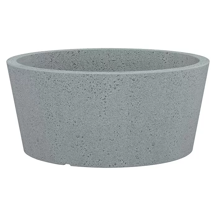 Scheurich Pflanzschale rund C-Cone - Außenmaß (Ø x H): 39 x 17,5 cm, Kunststoff, Betongrau - Rundes graues Pflanzgefäß aus Beton mit strukturierter Oberfläche.