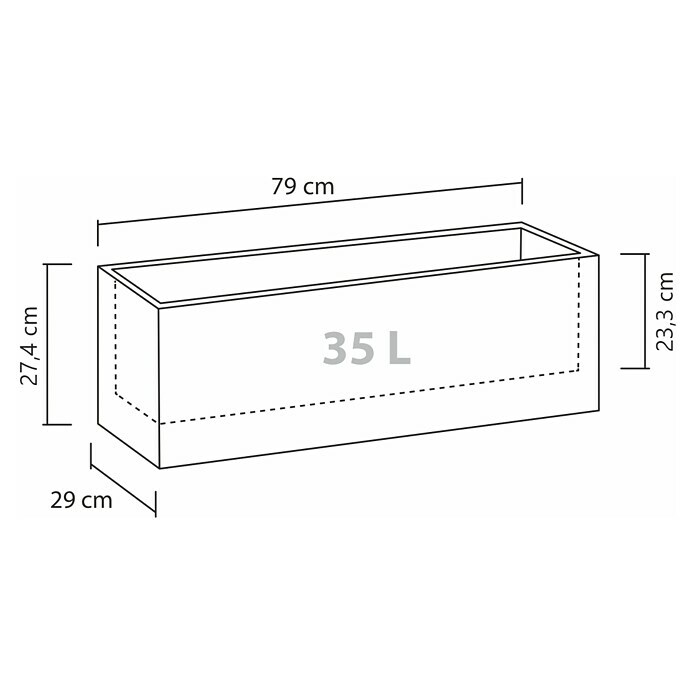 Scheurich Pflanzkasten C-Cube (Außenmaß (L x B x H): 79 x 29 x 27,4 cm, Kunststoff, Grau) | BAUHAUS