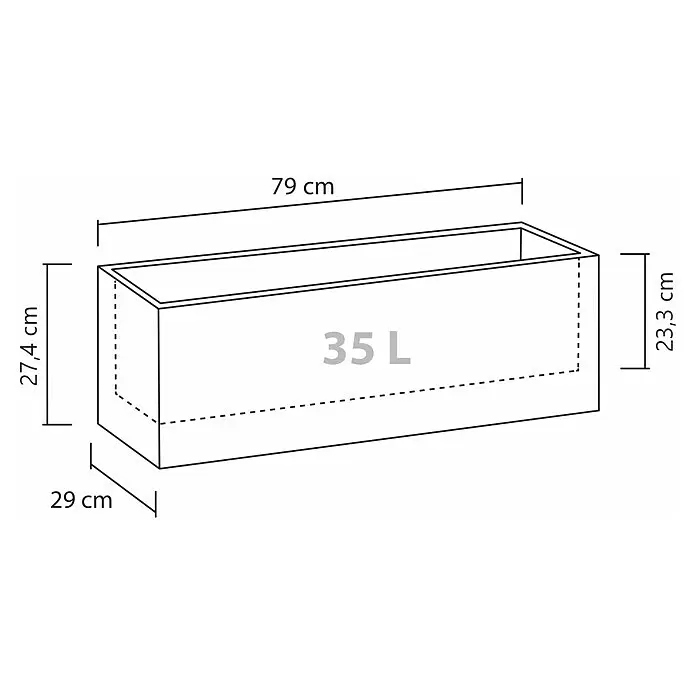 Scheurich Pflanzkasten C-Cube - Außenmaß (L x B x H): 79 x 29 x 27,4 cm, Kunststoff, Grau - Rechteckiger Pflanzkübel (79x29x27,4 cm außen, 23,3 cm innen) mit 35 L Volumen.
