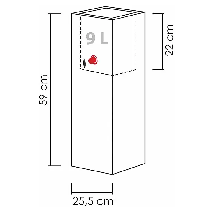 Scheurich Muretto Pflanzsäule eckigAußenmaß (L x B x H): 26 x 26 x 59 cm, Kunststoff, Schwarz