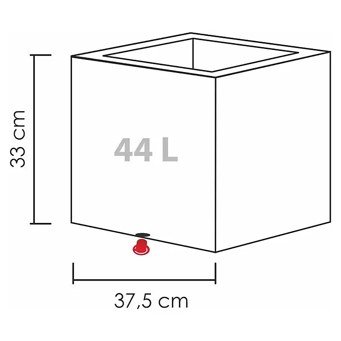 Scheurich Muretto Pflanzkasten - Außenmaß (L x B x H): 37,5 x 37,5 x 33 cm, Kunststoff, Schwarz - Weißer rechteckiger Pflanzkübel, 33 cm hoch, 37,5 cm breit, 44 L Fassungsvermögen und Ablassstopfen.