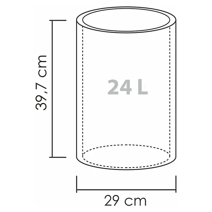 Scheurich Riva Pflanzsäule rund - Außenmaß (Ø x H): 29 x 40 cm, Kunststoff, Betongrau - Produktbild eines zylindrischen Eimers mit den Maßen 39,7 cm Höhe und 29 cm Durchmesser, Fassungsvermögen 24 Liter.