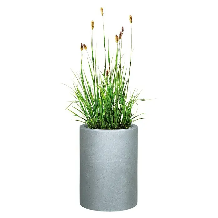 Scheurich Riva Pflanzsäule rund - Außenmaß (Ø x H): 38,5 x 53,4 cm, Kunststoff, Betongrau - Dekoratives Gras in einem zylindrischen Topf aus Beton, ideal für die Innenraumgestaltung und zur Schaffung einer natürlichen Atmosphäre.