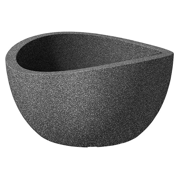 Scheurich Pflanzschale rund Wave Globe - Außenmaß (Ø x H): 39,3 x 21 cm, Kunststoff, Schwarz granit - Dunkelgrauer, gesprenkelter Pflanzkübel in Tropfenform mit Granit-Optik.
