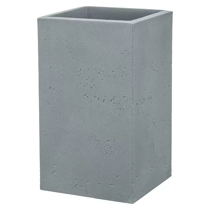 Scheurich Pflanzsäule eckig C-Cube - Außenmaß (L x B x H): 28 x 28 x 47,7 cm, Kunststoff, Grau - Diagonale Ansicht