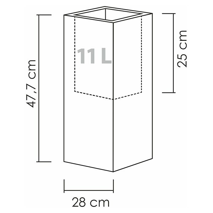 Scheurich Pflanzsäule eckig C-Cube (Außenmaß (L x B x H): 28 x 28 x 47,7 cm, Kunststoff, Schwarz) | BAUHAUS