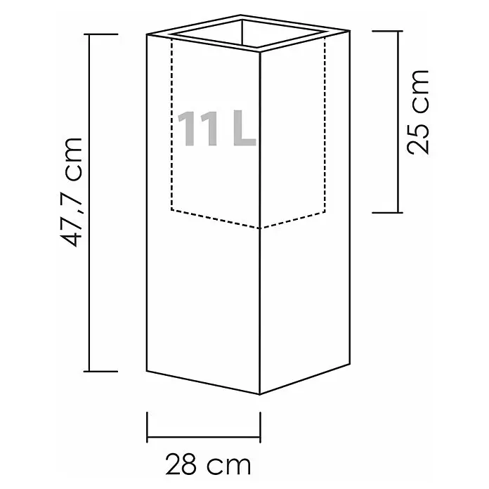 Scheurich Pflanzsäule eckig C-Cube - Außenmaß (L x B x H): 28 x 28 x 47,7 cm, Kunststoff, Grau - Skizze