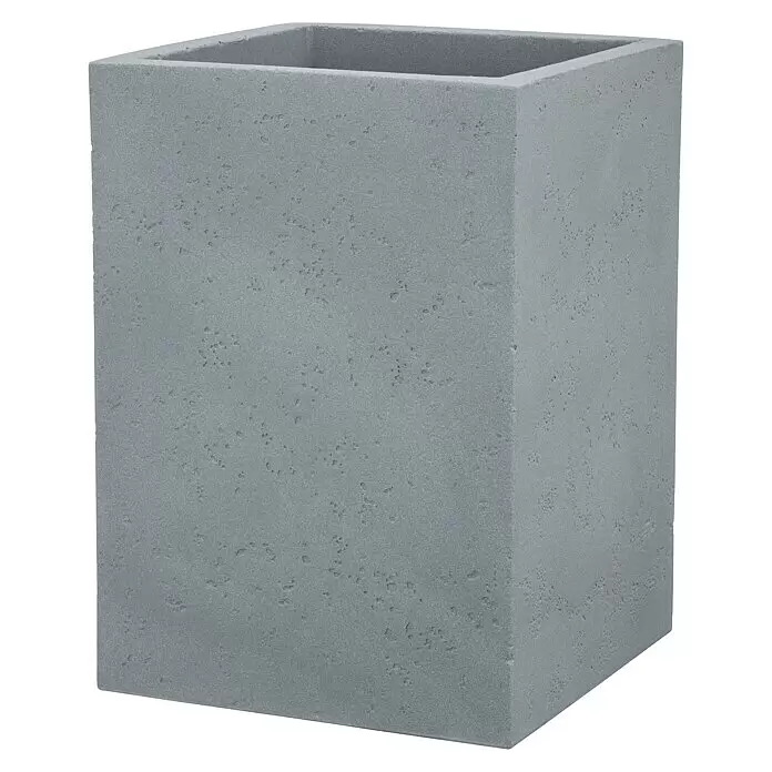 Scheurich Pflanzsäule eckig C-Cube - Außenmaß (L x B x H): 38 x 38 x 53,7 cm, Kunststoff, Grau - Diagonale Ansicht