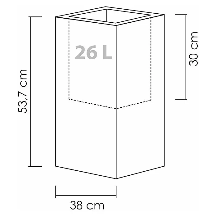 Scheurich Pflanzsäule eckig C-Cube - Außenmaß (L x B x H): 38 x 38 x 53,7 cm, Kunststoff, Grau - Skizze
