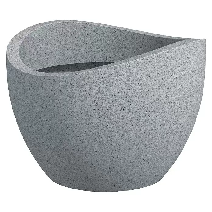 Scheurich Wave Globe Pflanztopf - Außenmaß (Ø x H): 59,5 x 44,5 cm, Kunststoff, Steingrau - Diagonale Ansicht
