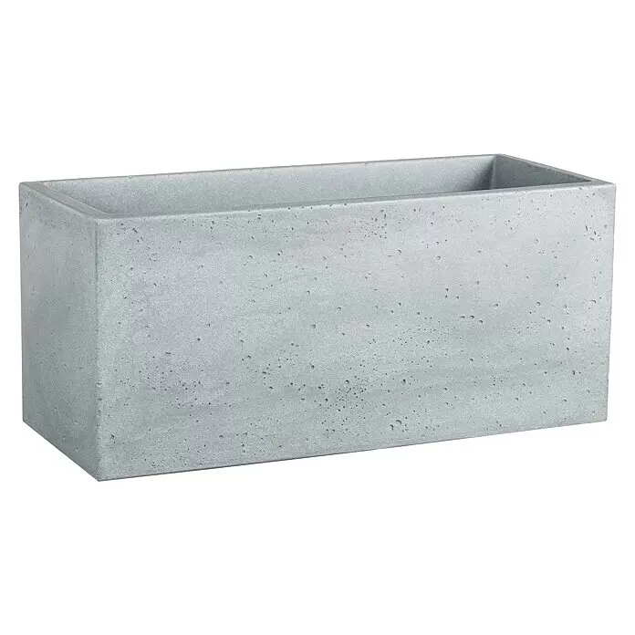 Scheurich Pflanzkasten C-Cube - Außenmaß (L x B x H): 58,5 x 25 x 26,5 cm, Kunststoff, Grau - Rechteckiger grauer Beton-Pflanzkübel.