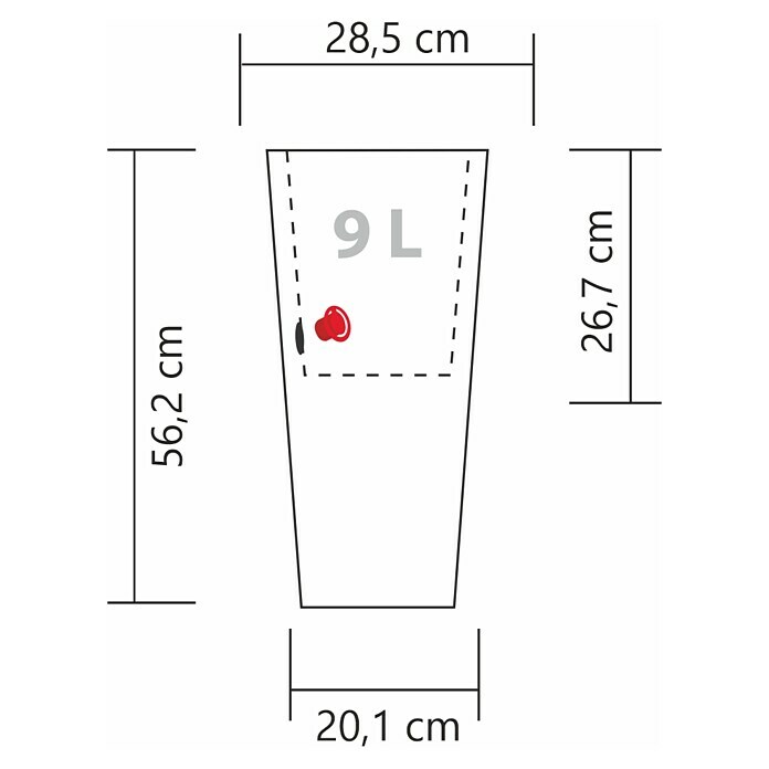 Scheurich Pflanzsäule rund Coneo (Außenmaß (Ø x H): 28,5 x 56,2 cm, Kunststoff, Granitschwarz) | BAUHAUS