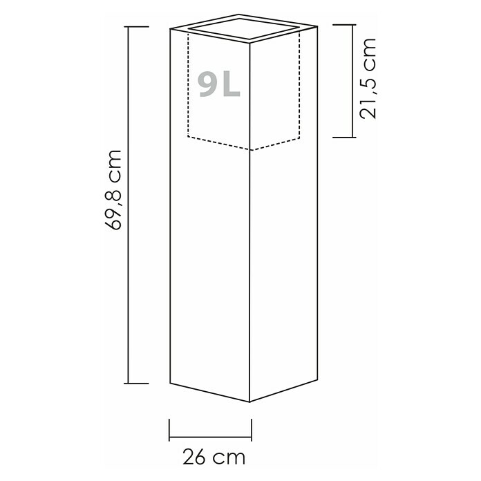 Scheurich Pflanzsäule eckig C-Cube (Außenmaß (L x B x H): 26 x 26 x 69,8 cm, Kunststoff, Grau) | BAUHAUS