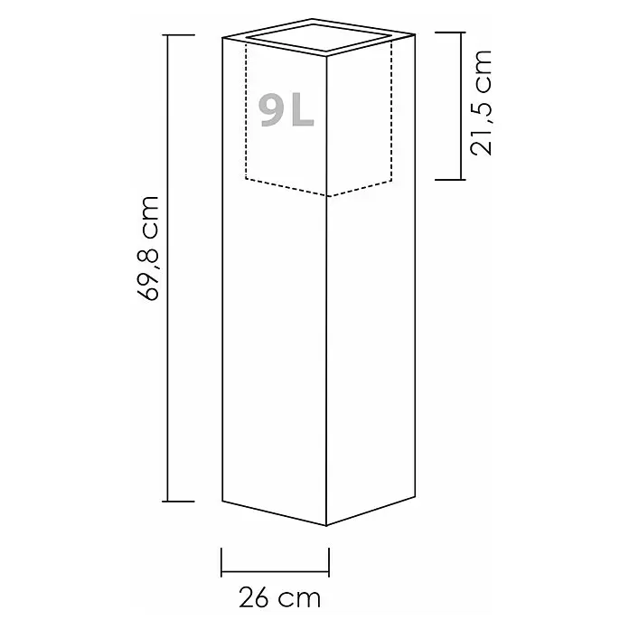 Scheurich Pflanzsäule eckig C-CubeAußenmaß (L x B x H): 26 x 26 x 69,8 cm, Kunststoff, Grau