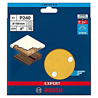 Bosch Expert Juego de papel de lija C470 (Diámetro: 150 mm, Grano: 240, 5 ud.)