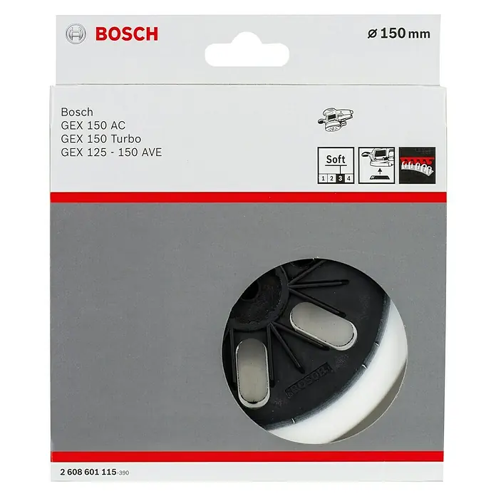 Bosch Plato de lijado - Diámetro: 150 mm, Específico para: Lijadora excéntrica Bosch GEX 125 150 - Embalaje de un disco de lijado Bosch GEX 150 AC, Turbo y GEX 125-150 AVE, de 150 mm de diámetro.