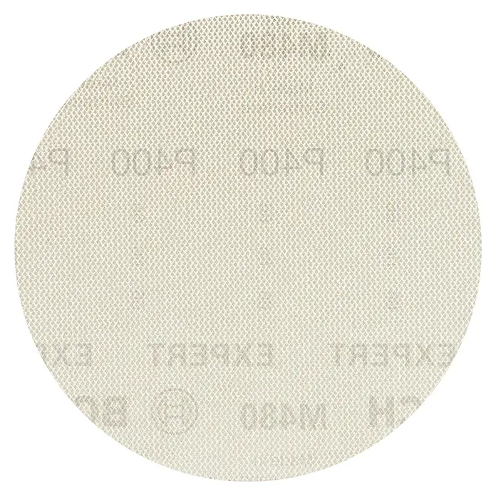 Bosch Expert Disco de lijado M480 - Diámetro: 150 mm, Grano: 400 mm - Primer plano de un disco de lijado redondo P1000 EXPERT M480 sobre un fondo negro para tareas de lijado.