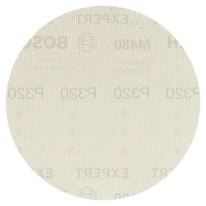 Bosch Expert Disco de lijado M480 - Diámetro: 150 mm, Grano: 320 mm - Primer plano de un disco de papel de lija de grano P350 con la inscripción "Expert".