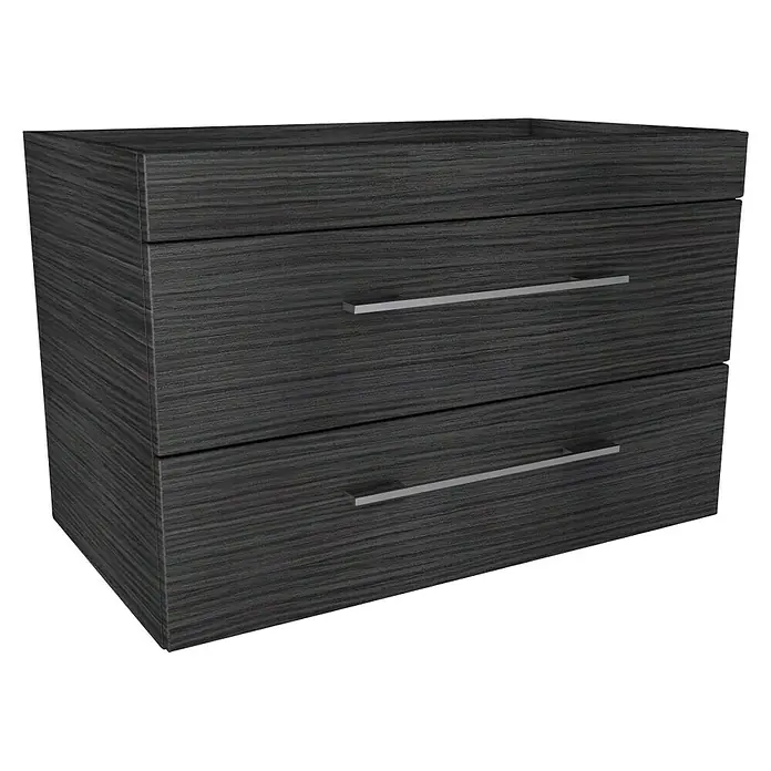 Lanzet K5 Badmöbel-Set K59D2 - 87,9 cm, Dark Oak - Schubladenkommode in dunklem Holzdekor mit zwei Schubladen und schlanken, horizontalen Griffen für ein modernes Schlafzimmer.