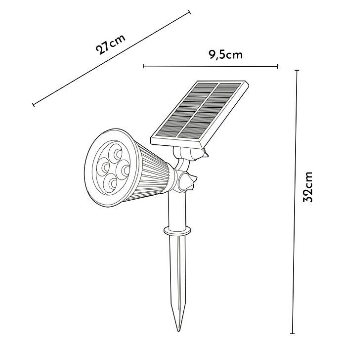 Artesolar Foco solar Corvus (Sensor de luz, Altura: 32 cm)