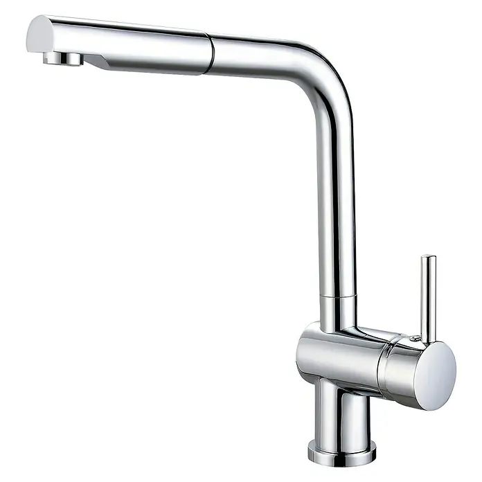 Rousseau Grifo de cocina Carré - Cromo, Resplandeciente - Grifo de cocina cromado con caño giratorio. El grifo presenta un diseño elegante y moderno, perfecto para cualquier cocina.