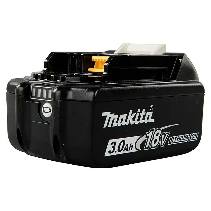 Makita LXT 18V Batería BL1830B - 18 V, 3 Ah - Una batería de iones de litio Makita de 3,0 Ah y 18 V. La batería es negra y tiene letras blancas con el logotipo de Makita.