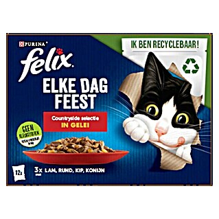 Felix Natvoer voor katten Elke Dag Feest Countryside Mix (85 g, Volledig voer)