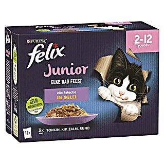 Felix Natvoer voor katten Elke Dag Feest Junior (85 g, Volledig voer)