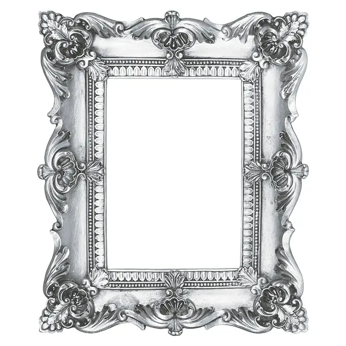 swingcolor Effektlack - Silber, Seidenmatt, 125 ml, Lösemittelbasiert - Silberner Zierrahmen mit komplizierten Details für Fotos oder Kunstwerke.