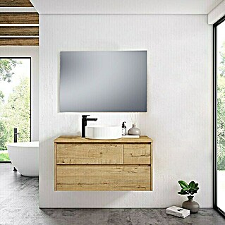 Conjunto de mueble de baño Emma (80 cm, Nogal, Modelo: Centro, 4 pzs.)