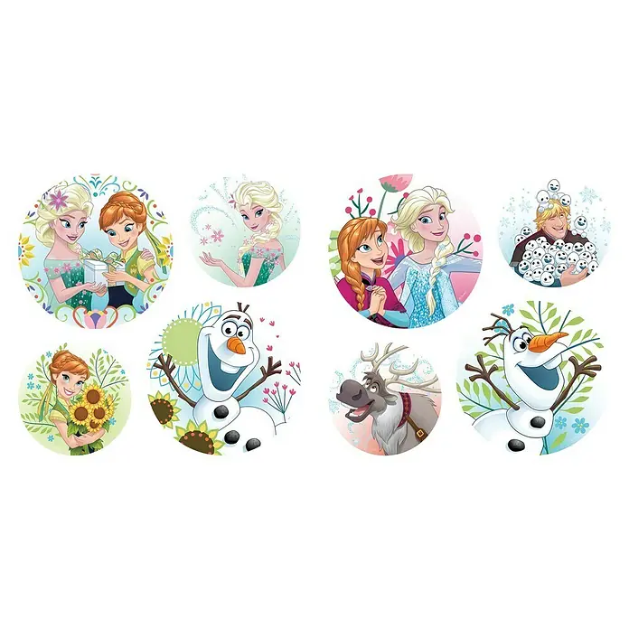 Komar Frozen Wandtattoo Springday Bubbles - Grün, Braun, 30 x 30 cm, 8 -tlg. - "Die Eiskönigin" Tortenaufleger mit Anna, Elsa, Olaf und Kristoff für unvergessliche Geburtstage und Mottopartys.