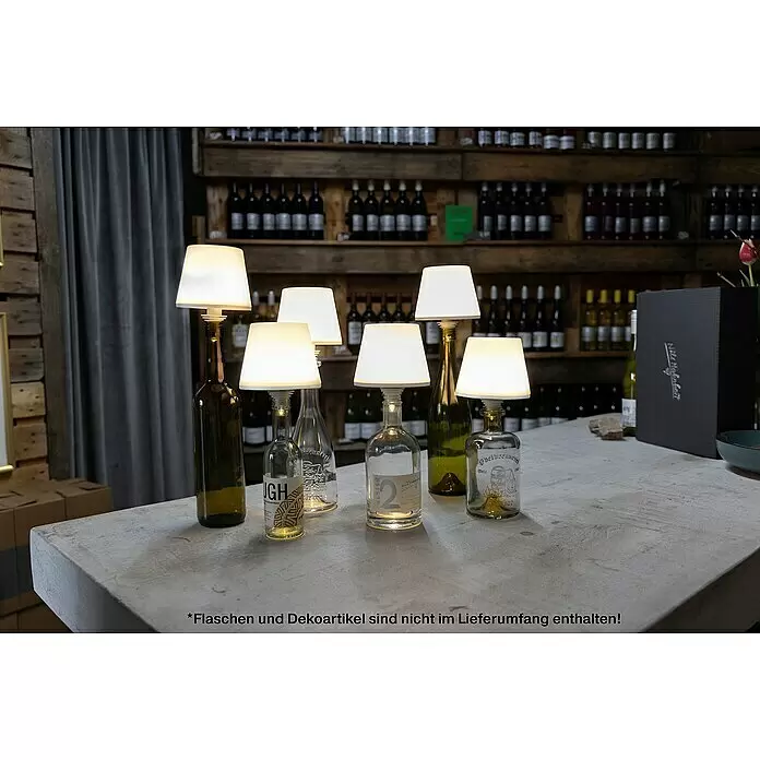 REV LED-Flaschenleuchte mit Akku Lamprusco - 2 W, Warmweiß, Ø x H: 11,5 x 13,8 cm, Weiß, Akkubetrieben - Stimmungsaufnahme
