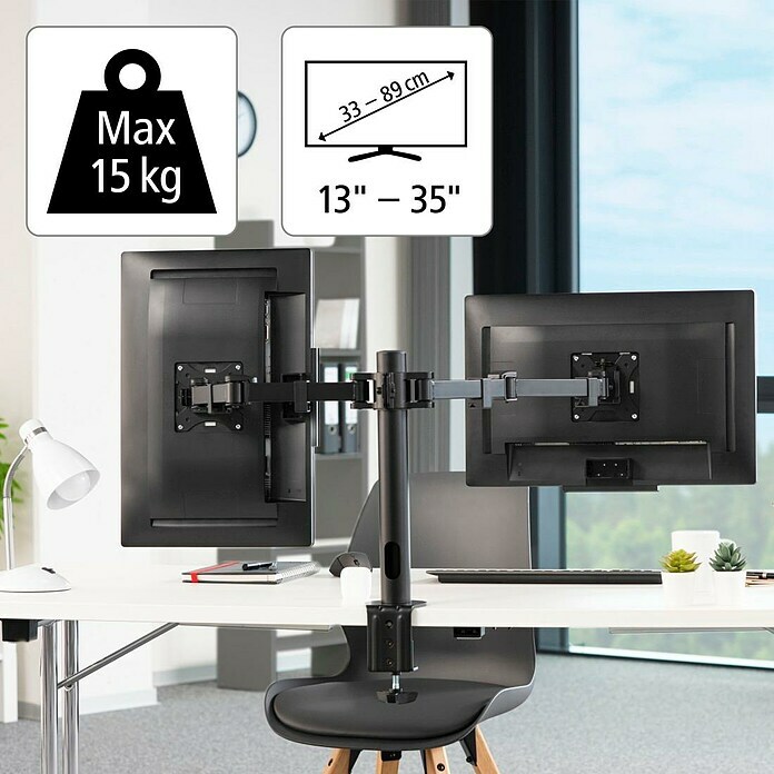 Hama Monitorarm (Passend für: 2 TFT-/LCD-/LED-Monitore 13-35