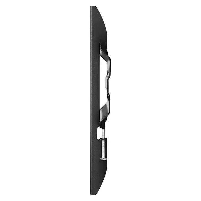 Hama TV-Wandhalterung starr - Passend für: Bildschirmdiagonale 19 - 48″, Belastbarkeit: 25 kg, Wandabstand: 2,3 cm - Eine Nahaufnahme einer schwarzen Wandhalterung mit einem silbernen Gewinde, die ein minimalistisches Design und robuste Materialien zeigt.