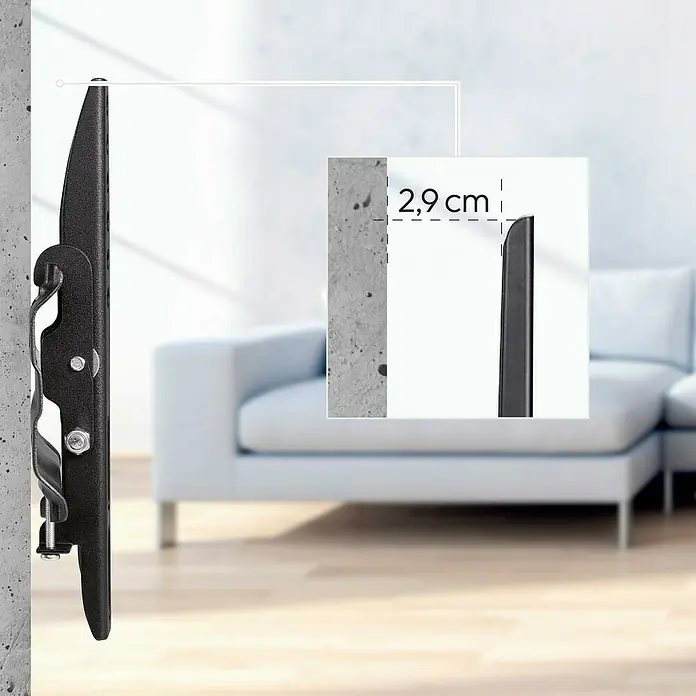 Hama TV-Wandhalterung neigbar - Passend für: Bildschirmdiagonale 19 - 48″, Belastbarkeit: 25 kg, Wandabstand: 2,9 cm - Wandhalterung für Fernseher mit geringem Wandabstand. Die Halterung ermöglicht eine platzsparende Installation.