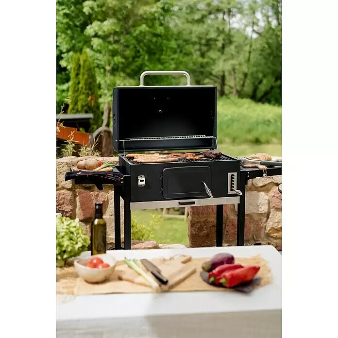 Kingstone KMS Holzkohlegrill Black Angus XXL - Grillfläche (B x T): 70 x 43,5 cm, Schwarz - Stimmungsaufnahme