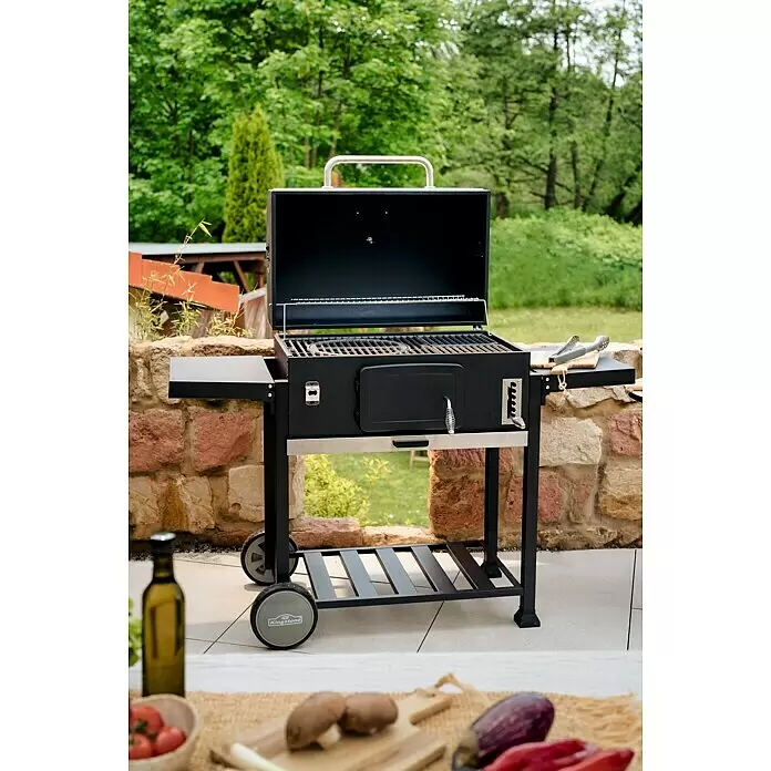 Kingstone KMS Holzkohlegrill Black Angus XXL - Grillfläche (B x T): 70 x 43,5 cm, Schwarz - Stimmungsaufnahme