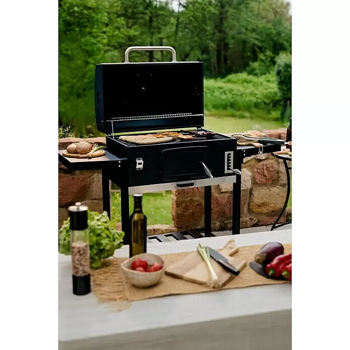 Kingstone KMS Holzkohlegrill Black Angus XXL - Grillfläche (B x T): 70 x 43,5 cm, Schwarz - Stimmungsaufnahme