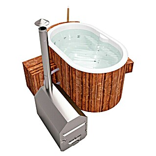 Holzklusiv Hot Tub Opal 180	Spa Deluxe Clean UV (Durchmesser: 190 cm, Weiß, Thermoholz, Max. Personenzahl: 2)