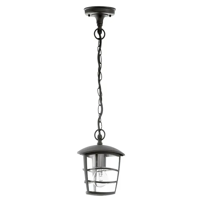 Eglo Aloria Lámpara colgante - 60 W, Altura: 68,5 cm, Negro, E27 - Lámpara colgante estilo farol con suspensión de cadena, que ofrece una solución de iluminación rústica y elegante.